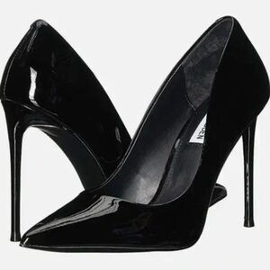 Steve Madden Vala Black Patent Leather Stiletto Heel Pointed toe Pumps 9.5 Sexy